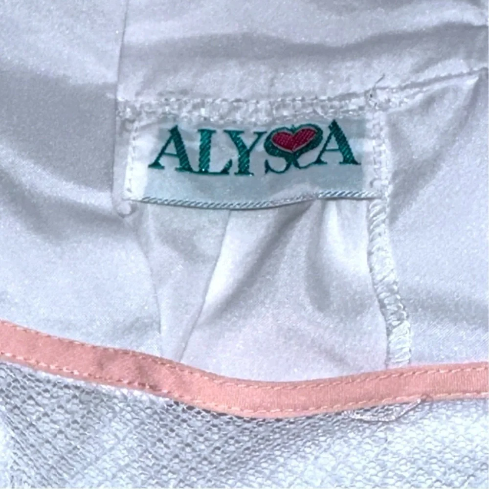 Vintage Alyssa Ruffle Sleeve Dress - Size 4, White with Pink Accent